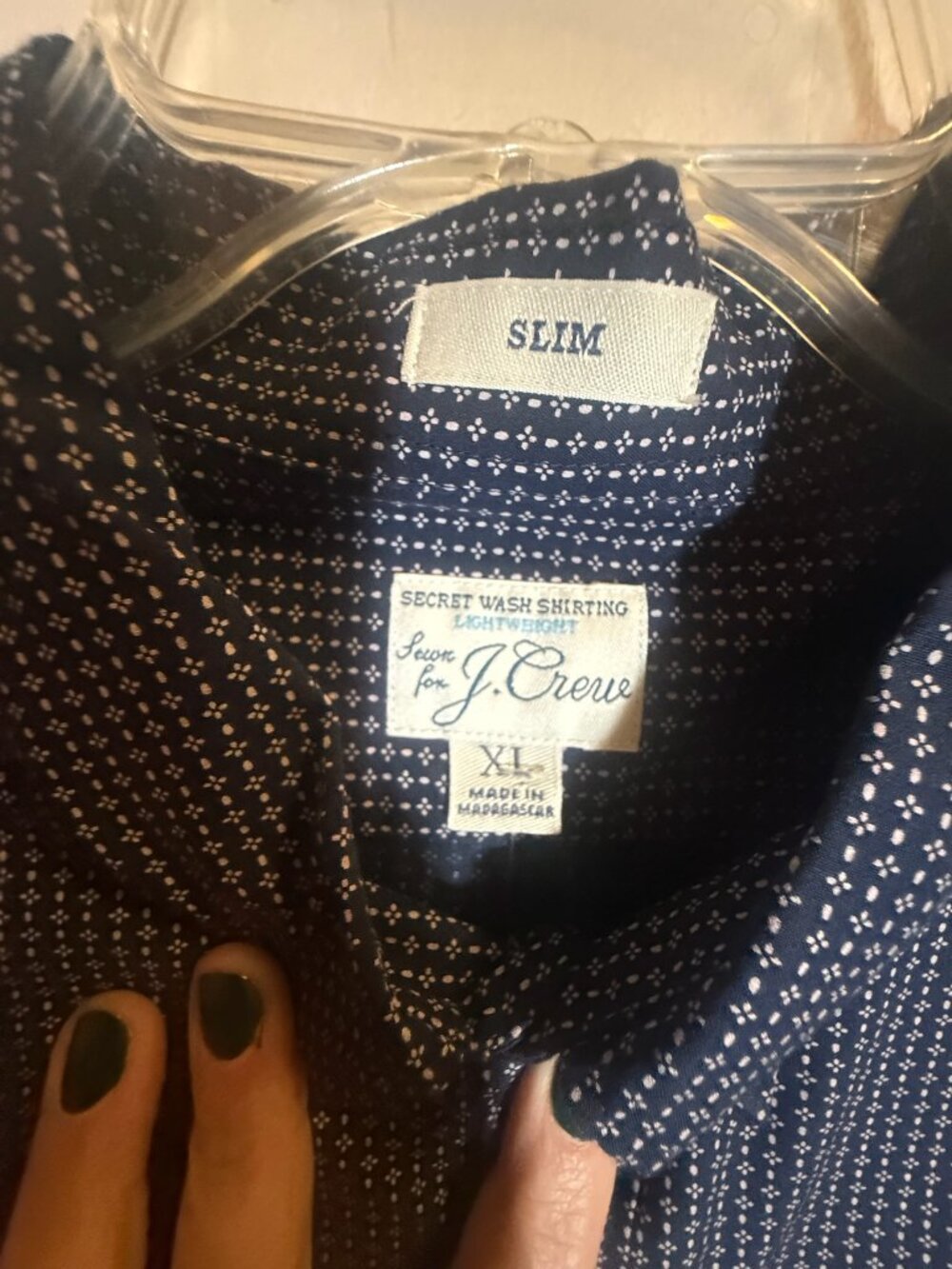 Navy Micro-Pattern Button-Down - Picture 3 of 7